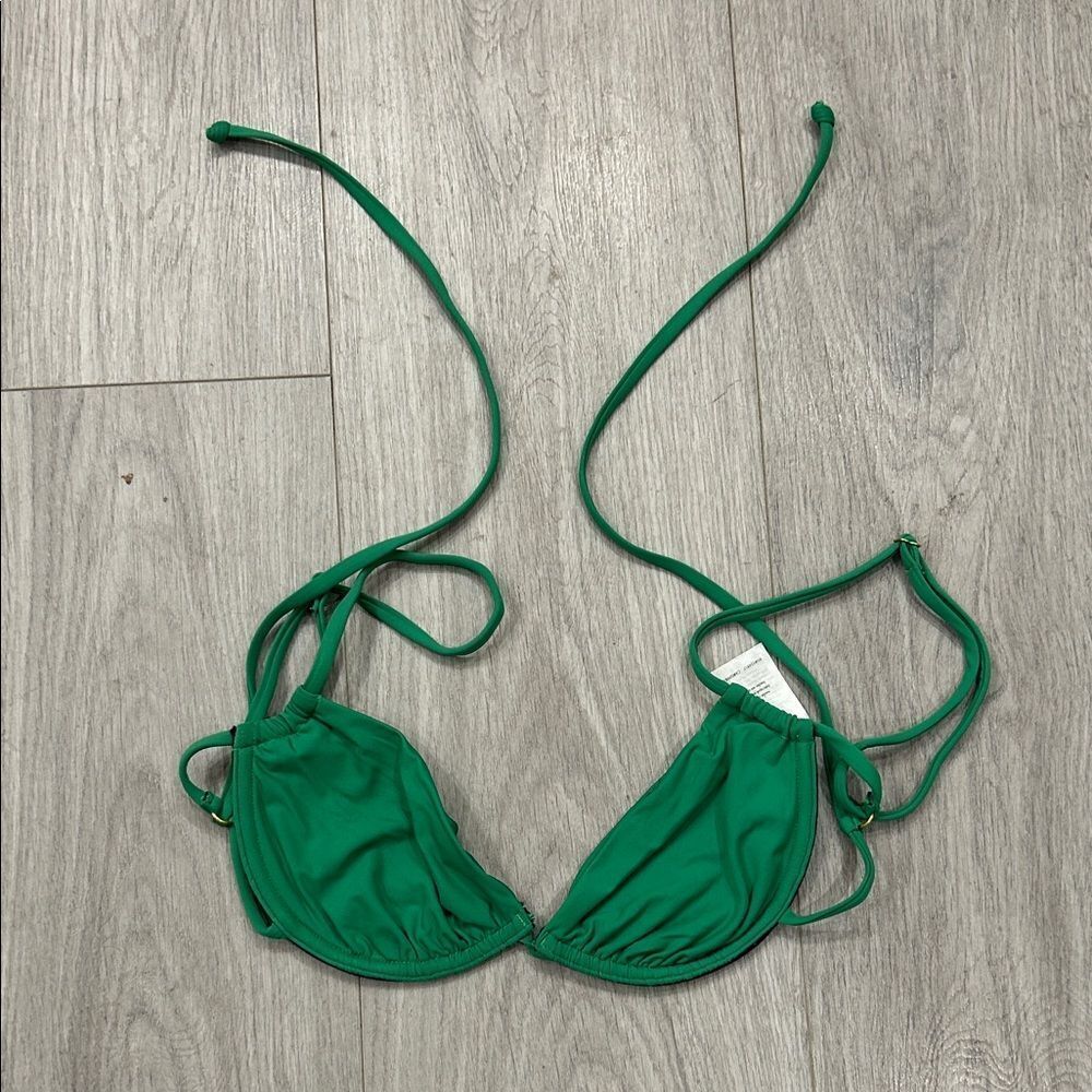WeWoreWhat Green Ruched Underwire Top Size Small